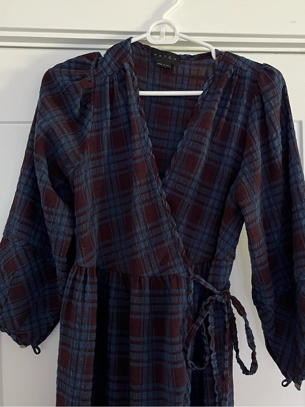 Hatch Kimia plaid maternity wrap dress